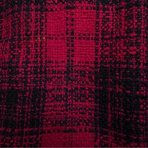 Talbots Tweed Jacket Pea Coat Red Black Buffalo Checked Plaid. Wool Blend. 14 - Picture 8 of 10